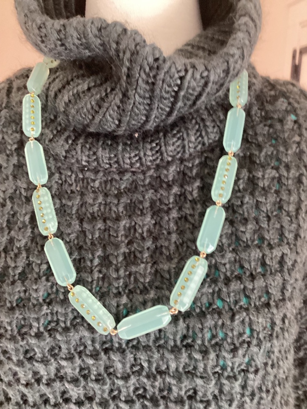 Vintage J. Crew Mint Green Resin Necklace/Belt